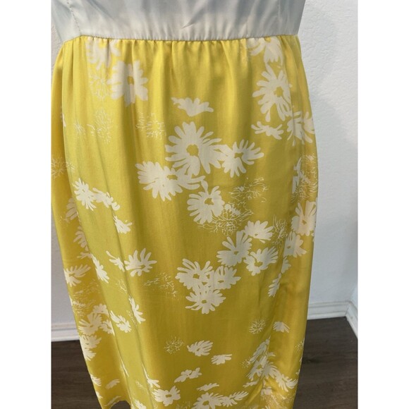 Bonwit Teller Yellow Floral Print Silk Dress Vintage 1950's - Picture 4 of 5